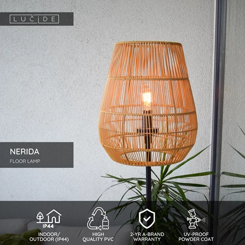 Lucide NERIDA - Floor lamp Indoor/Outdoor - Ø 35 cm - 1xE27 - IP44 - Natural - USP